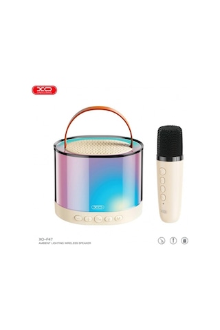F47 20w Rgb Işıklı 1200 Mah Bluetooth Kablosuz Usb-c Girişli Hoparlör Ve Karaoke Mikrofonu Set