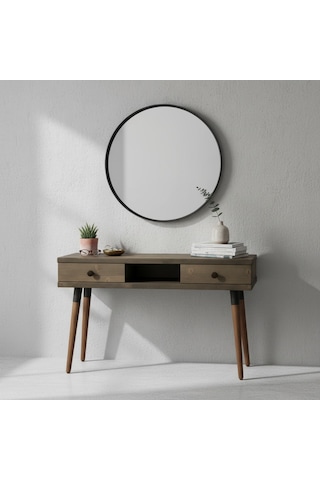 Mobenta Modest Entry Masif Ahşap Dresuar, 2 Çekmece & 1 Bölme - 120 Cm, Cv Ceviz
