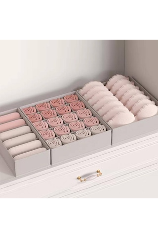 Cbtx 3 Adet / Takım Çekmece Tarzı Ev Organizatör Kapaksız Saklama Kutuları - Gri