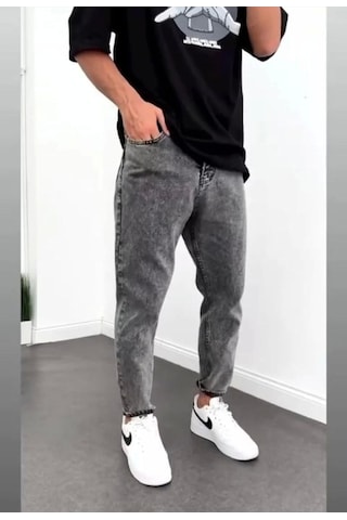 Erkek Boyfiend Gri Kot Pantolon Gri