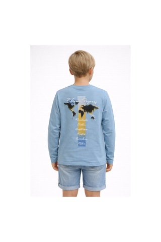 Yale Kids 8-12 Yaş Erkek Çoçuk Uzun Kollu Tişört Mavi