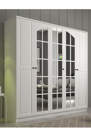 Rabi Mobilya Beyza Country 5 Kapaklı Mega Gardırop