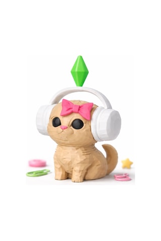 Mini Sims Viral Plumbob Kedi Biblo 13 Cm - 3d Tasarım Dekoratif Figür