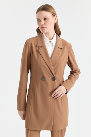 Esswaap Çift Düğmeli Ceket Pantolon Takım Camel Camel
