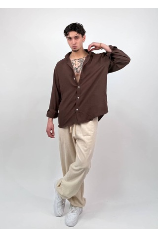 Zaee Keten Baggy Pantolon Buğday