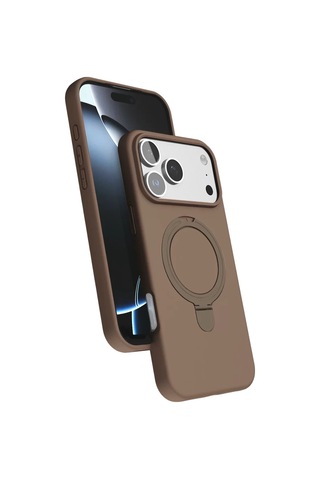 Newface Apple Uyumlu iPhone 17 Pro Regal Magsafe Standlı Kapak - Çöl Titanyum Kılıf