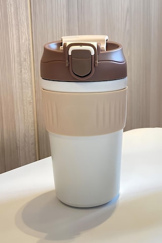 316 L Çelik Kahverengi 450 Ml Pipetli Soğuk Sıcak Kahve El Termos Mug Cin847khv Kahverengi