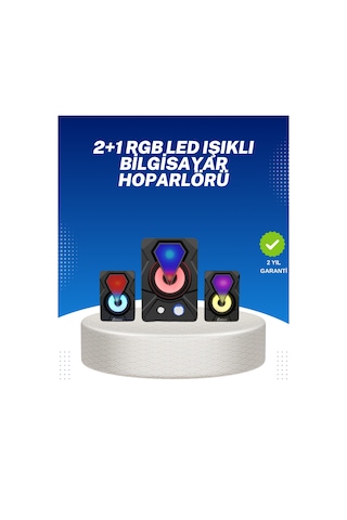 Rgb Işıklı Usb Hoparlör Seti 9w Çıkış Gücü Derin Bas
