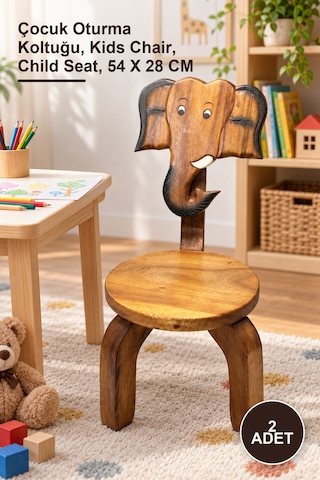 2 Adet Çocuk Sandalyesi Çocuk Oturma Koltuğu, Kids Chair, Child Seat, 54 X 28 Cm Sarı