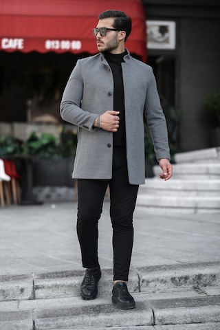 Mero Life Erkek Gri Yeni Sezon Kaşe Kaban-Gri