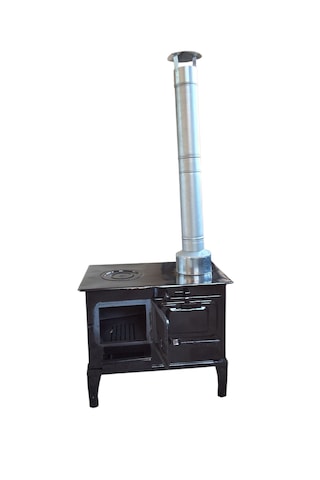 Fırınlı Emaye Kamp Sobası Siyah Emaye Kuzine