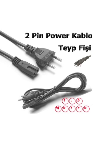 Yazıcı Güç Kablosu 220volt 2 Pin Çift Oluklu Kablo Teyp Kablosu