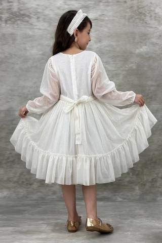 Zarif Simli Taçlı Kız Çocuk Elbisesi 001