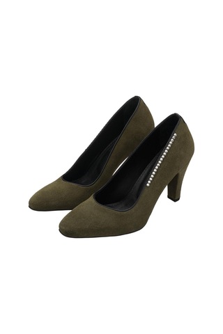 40-41-42-43-44 Numara Ays7986 Haki Süet Deri Topuklu Özel Seri Kadın Stiletto Haki