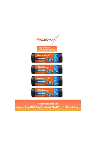 Macromax Master Çöp Torbası Jumbo Boy 10'lu X 4 Adet