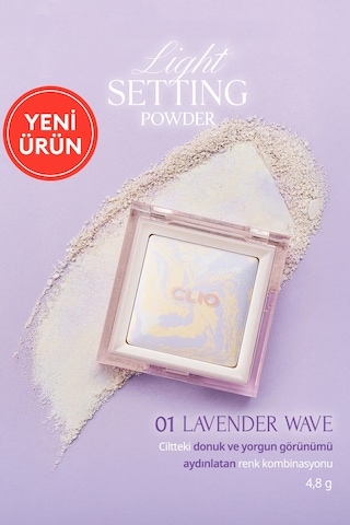 Ton Eşitleyici & Sabitleyici, İnce Yapılı, Işıltılı Pudra Clıo Light Setting Powder 01 Lavender Wave 01 Lavender Wave
