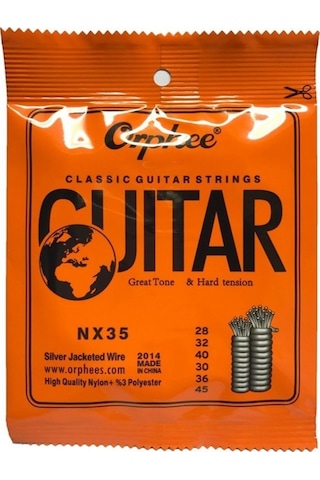 Orphee Nx35 Klasik Gitar Teli Seti Orta Seviye - Full Set Gümüş Kaplama Silver Plated Baslar, Şeffaf Naylon Tizler, Korozyona Dayanıklı Kaplama Uyum: 4/4 Standart Klasik Gitarlar