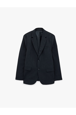 Koton Düğmeli Uzun Kollu Kapaklı Cepli Mono Yaka Blazer Ceket Lacivert 7wam50001nw