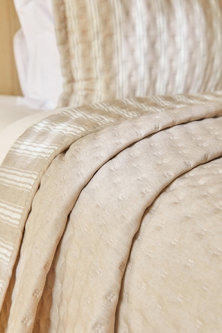 Ocean Home Textile Pamuklu Kaapitoneli Bej Renk Çizgi Desen Tek Kişilik Yatak Örtüsü Seti 1 Adet 160 X 230 / 1 Adet 50 X 70 Cm