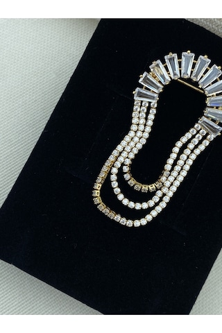 Kyver Su Yolu Sallantılı Zirkon Taşlı Broş