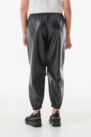 Fullamoda Suni Deri Beli Lastikli Jogger Kız Çocuk Pantolon- Siyah 24MCCK7336204244-Siyah
