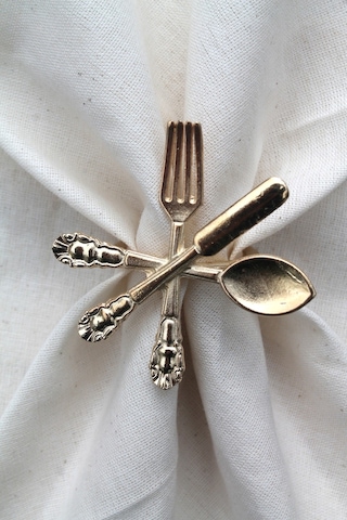 12 Adet Dekoratif Gold Food Style Peçete Halkası - Napkin Ring