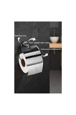 Delmeye Son Yapışkanlı Tuvalet Kağıtlığı Wc Kağıtlık Tutucu Krom Yk-703 Diğer