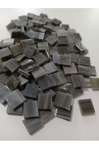 Antrasit Kare Vitray Cam Mozaik Taşı - Sanatsal Mozaik İçin Yaklaşık 10 X 10 Mm