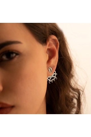 Dkmn Gümüş 925 Ayar Gümüş Ahtapot Desenli Kadın Gümüş Küpe