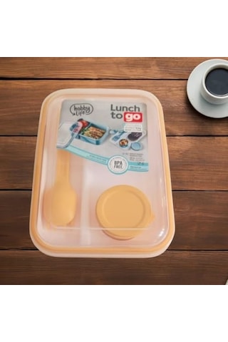 Hobby Life Lunch To Go Bölmeli Beslenme Kabı Sosluk Hazneli Çatal Ve Kaşıklı 14,5x20x7,4cm Turuncu Diğer
