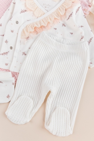 Çiçek Desenli Fistolu 5 Li Kız Bebek Hastane Çıkışı Bebek Takımı Çok Renkli