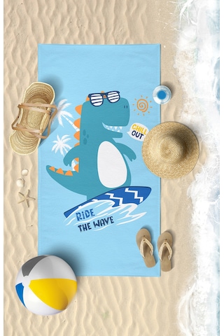 Surf Dino Dijital Baskılı 75x145 Cm Çocuk Plaj Havlusu
