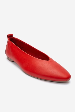 Luvishoes Jenas Kırmızı Cilt Hakiki Deri Kadın Babet Ayakkabı