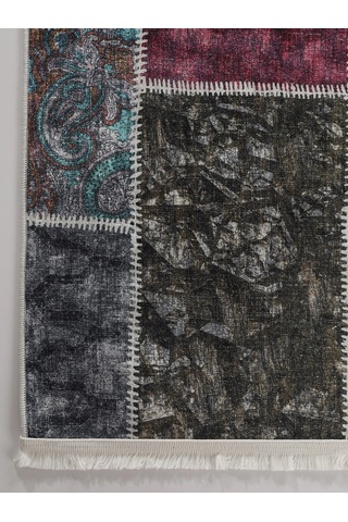 Blghome Patchwork Modern Halı Dekoratif Kilim Gri
