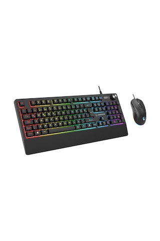Rampage Km-9858 Jazzy V2 Siyah Usb Rgb Aydınlatmalı Q 12800 Dpı Mouse Gaming Oyuncu Klavye Mouse Set Optik