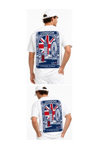 Bayloranzzo London %100 Pamuk Heavy Cotton Premium Kalite Unisex Tişört Beyaz