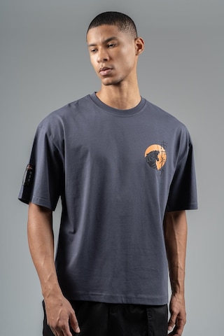 Maraton Sportswear Oversize Erkek Bisiklet Yaka Kısa Kol Basic Antrasit T-shirt 23243-antrasit