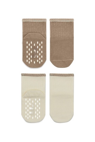 Erturkstore Çemberli Basic Penye Kaymaz Soket Çorap 2li 10146 Kahve Çok Renkli