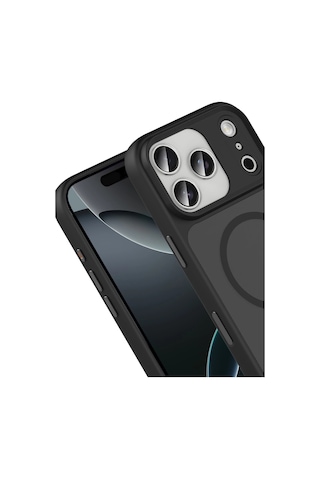 Joko - 118 - Apple Apple iPhone Uyumlu 17 Pro Max Megane Magsafe Kapak - Glblseme - - Siyah Sıyah