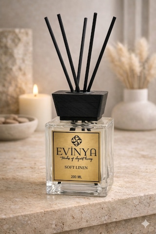 Soft Linen Bambu Çubuklu Oda Kokusu 200 Ml Ferah & Temiz Reed Diffuser Beyaz Yasemin