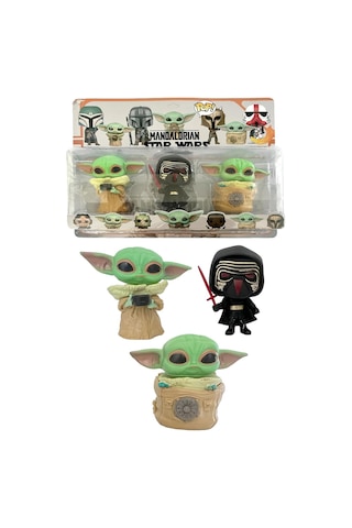 S.wars The Mandalorian Grogu Baby Yoda Kylo Ren Pop Stil 3lü Koleksiyon Karakter Figür Oyuncak Seti