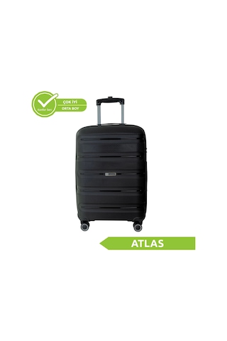 Vegmann Polipropilen Pp Atlas Siyah Orta Boy Valiz Siyah