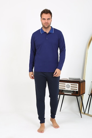Akbeniz Erkek Polo Yaka Uzun Kol Penye Pijama Takımı Lacivert 6865 Lacivert