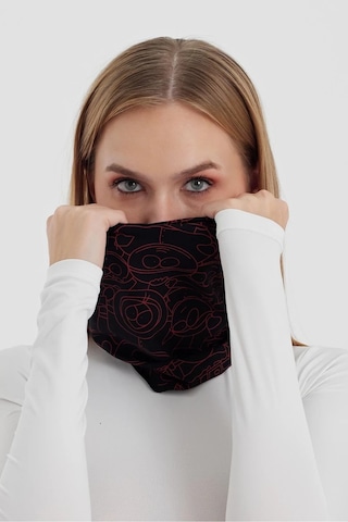 Kadın 4 Fonksiyonlu Koruyucu, Pamuklu, Esnek, Terletmez, Bandana, Boyunluk, Buff, Maske - Tek Ebat / Siyah-kırmızı Siyah-kırmızı