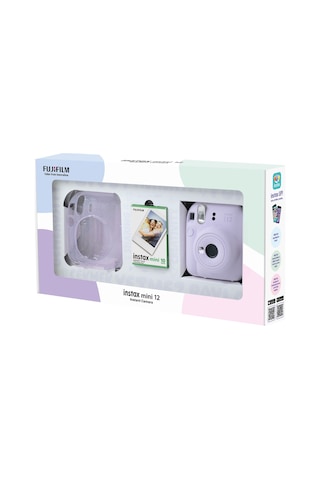 Fujifilm Instax Mini 12 Fotoğraf Makinesi + 10'lu Film + Pleksi Kılıf Lila