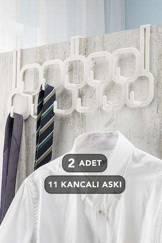 2 Adet 11 Kancalı Çok Amaçlı Kapı Arkası Askısı Pratik Askılık Kapı Askısı Tüm Kapılar İle Uyumlu Beyaz