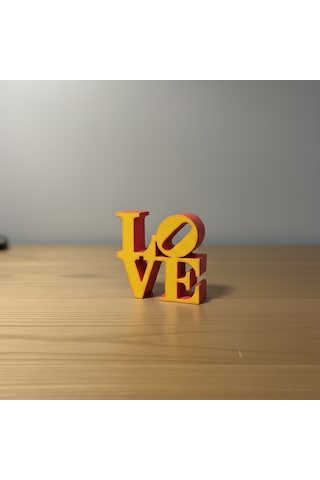 Modern "love" Tipografik Dekoratif Figür Minimalist Pla Masaüstü Aksesuarı Sarı - Kırmızı