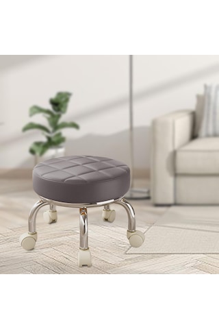 Suntek 360 Dönebilen Tekerlekli Tabure Tembel Ev İşi Gri