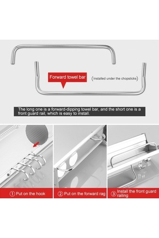 Pazly Mutfak Duvara Monte Plastik Kenar Baharat Raf, Küçük Boy Gümüş