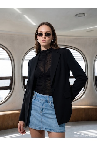 Dilvin 60823 Blazer Ceket-siyah